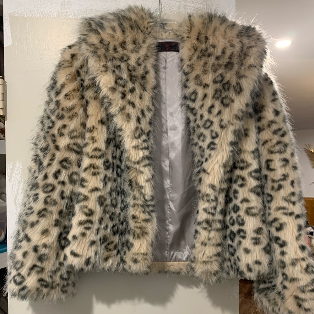 Faux Fur Animal Print Jacket